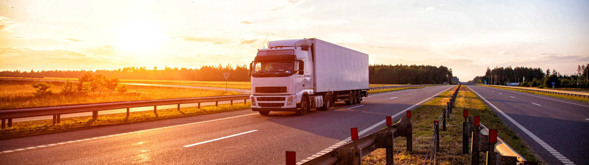 A modern truck with a refrigerator semi-trailer 
